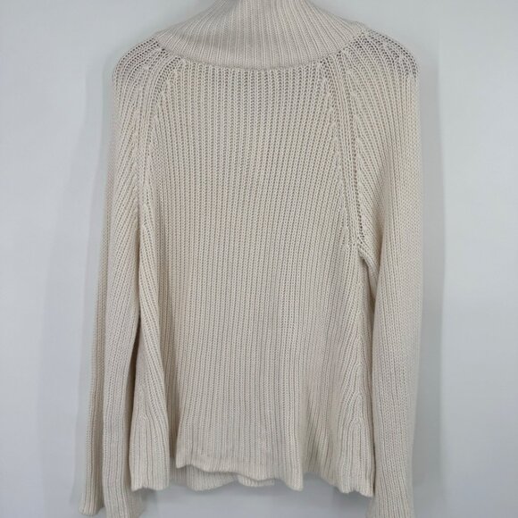 Talbots Womens size XL ivory Cardigan chunky Sweater Toggle Buttons Cotton cashm - Picture 9 of 10